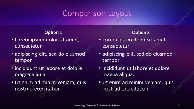 Comparison presentation slide layout