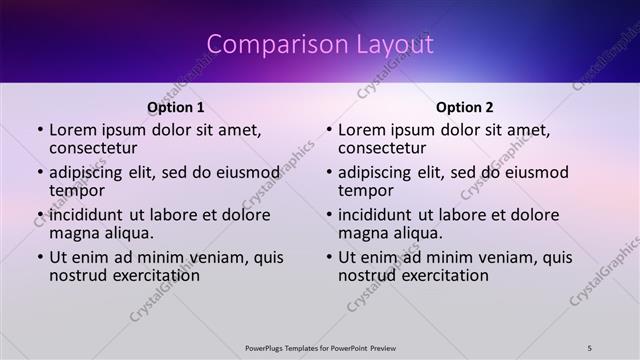 Comparison presentation slide layout