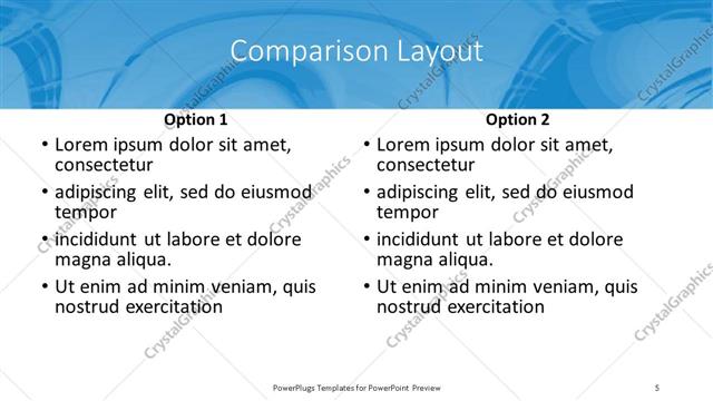Comparison presentation slide layout