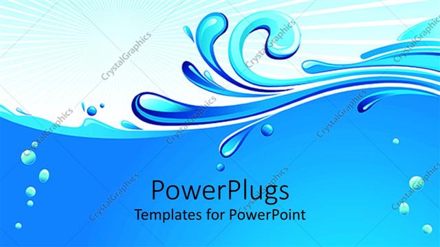  Presentation with blue drops - Abstract blue waves, water drops on pale background