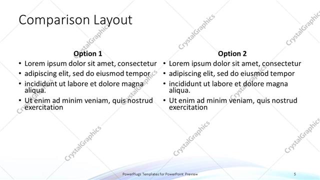 Comparison presentation slide layout