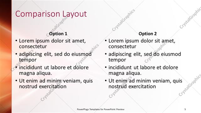 Comparison presentation slide layout