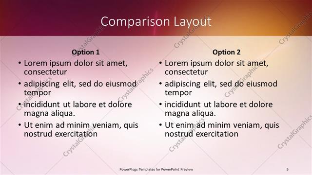 Comparison presentation slide layout