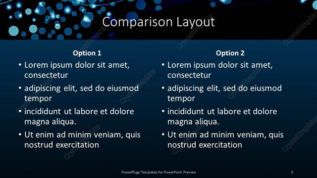 Comparison presentation slide layout