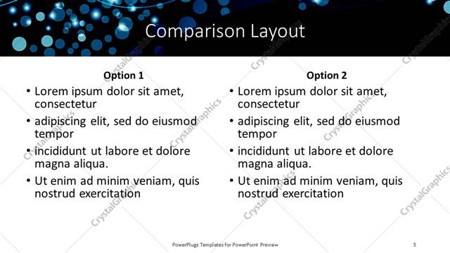 Comparison presentation slide layout
