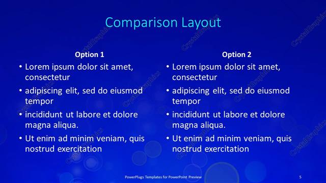 Comparison presentation slide layout