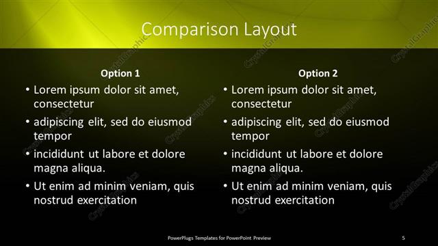 Comparison presentation slide layout