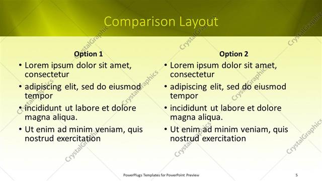Comparison presentation slide layout