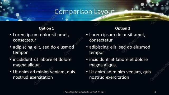 Comparison presentation slide layout
