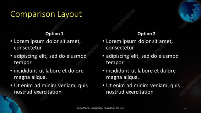 Comparison presentation slide layout