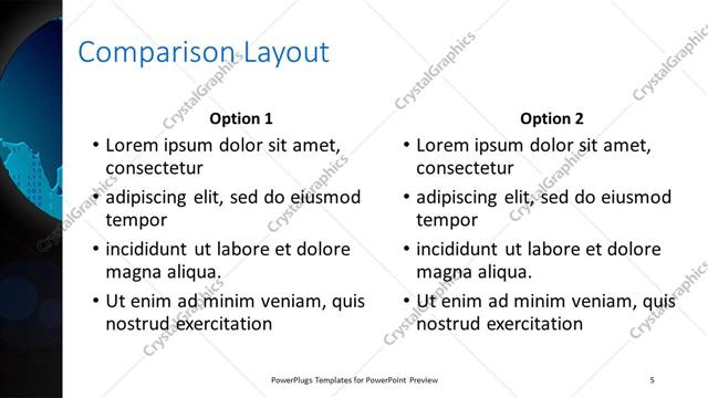 Comparison presentation slide layout