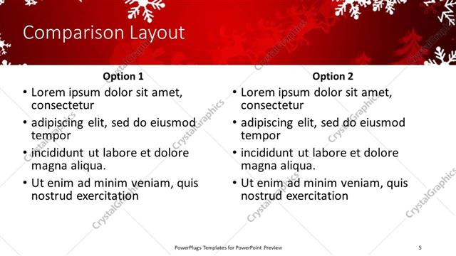 Comparison presentation slide layout