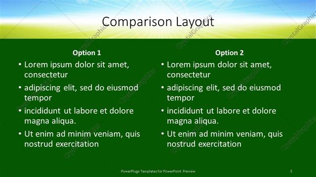Comparison presentation slide layout