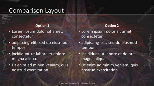 Comparison presentation slide layout