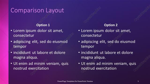 Comparison presentation slide layout