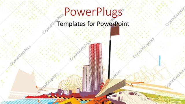  Presentation with airport city - An abstract of a colorful airport theme in an urban city