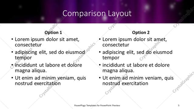 Comparison presentation slide layout