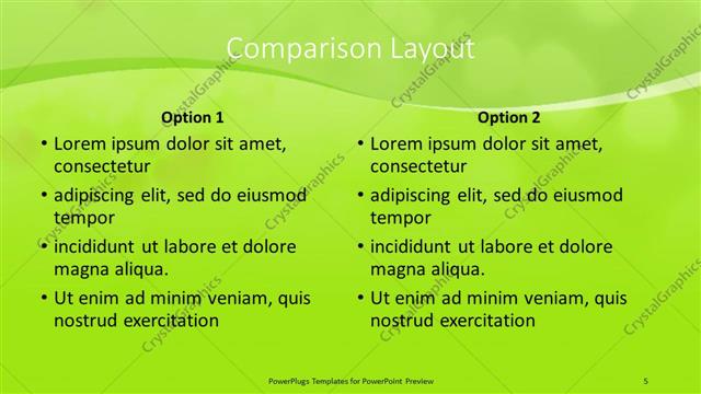 Comparison presentation slide layout
