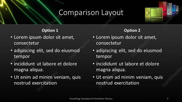 Comparison presentation slide layout