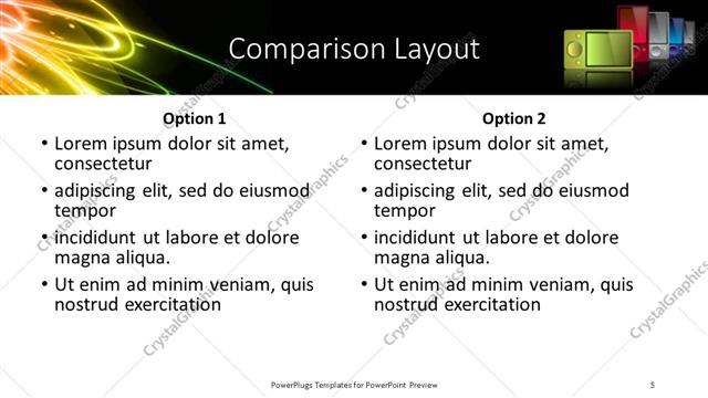 Comparison presentation slide layout