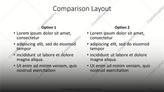 Comparison presentation slide layout