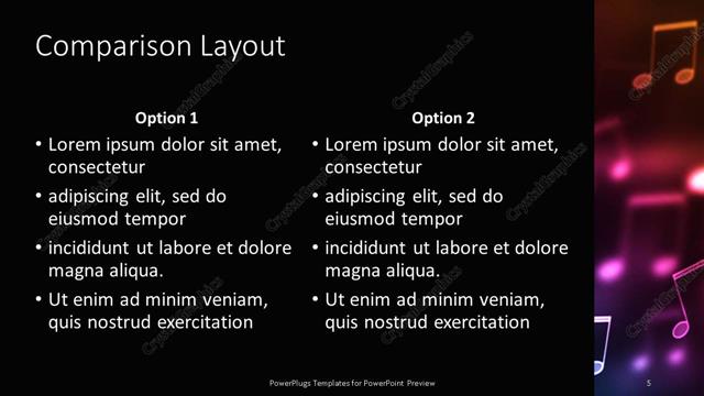 Comparison presentation slide layout