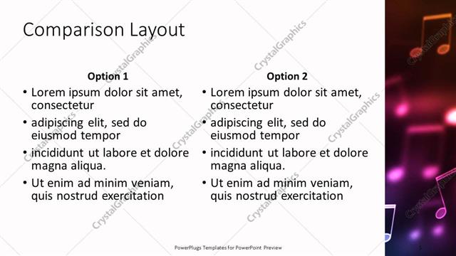 Comparison presentation slide layout