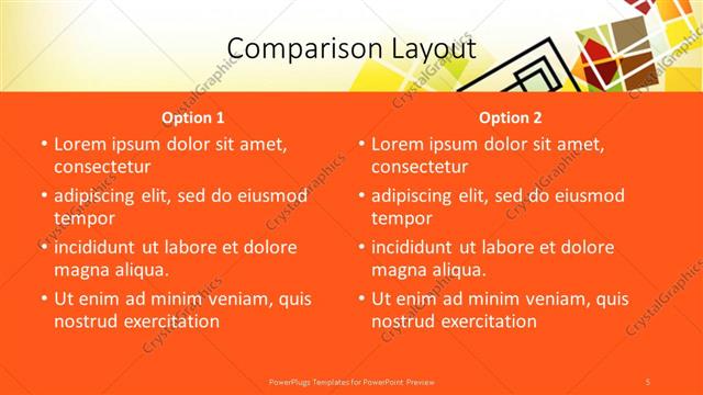 Comparison presentation slide layout
