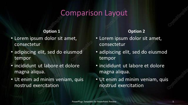 Comparison presentation slide layout