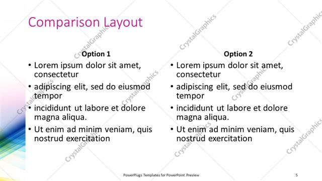 Comparison presentation slide layout