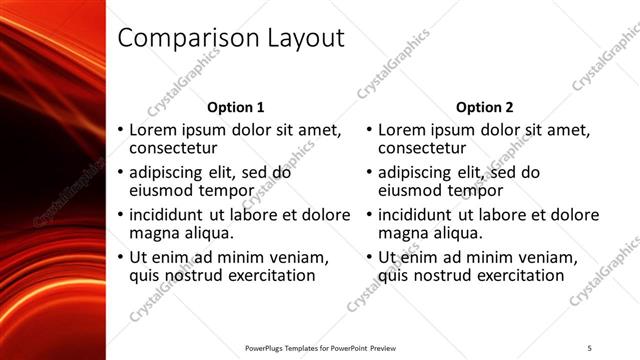 Comparison presentation slide layout
