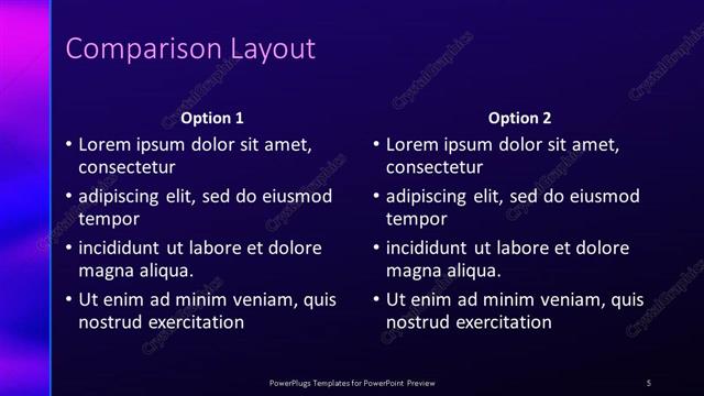 Comparison presentation slide layout