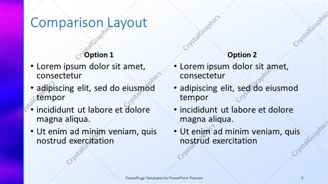 Comparison presentation slide layout