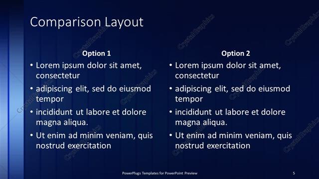 Comparison presentation slide layout
