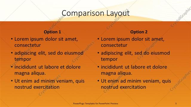 Comparison presentation slide layout