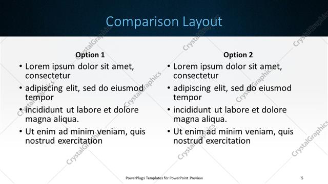 Comparison presentation slide layout