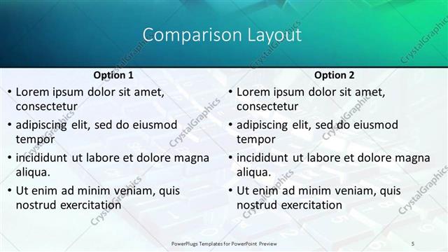 Comparison presentation slide layout