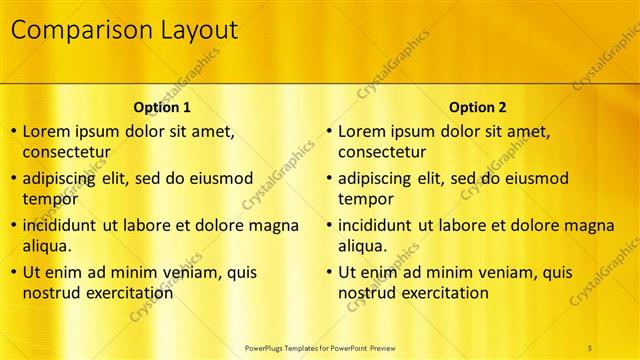 Comparison presentation slide layout