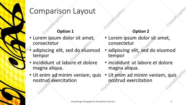Comparison presentation slide layout