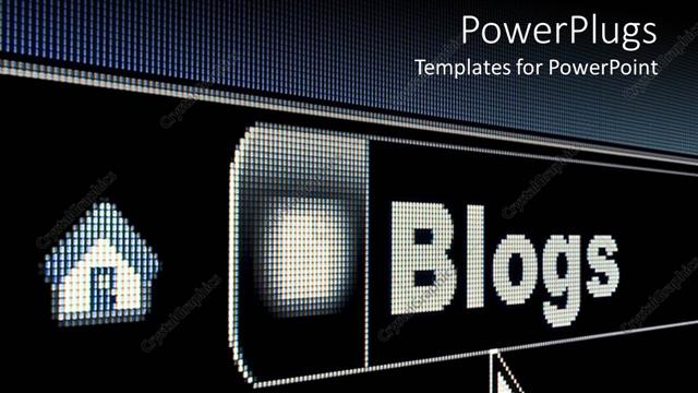  Presentation with classic - Abstract depiction of black screen with blogs symbol with classic cursor and home symbol
