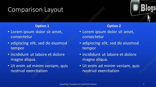 Comparison presentation slide layout