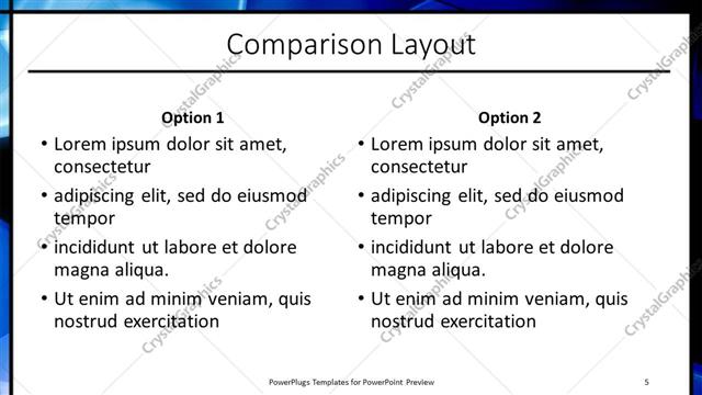Comparison presentation slide layout