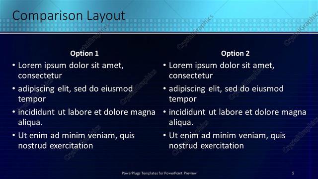 Comparison presentation slide layout