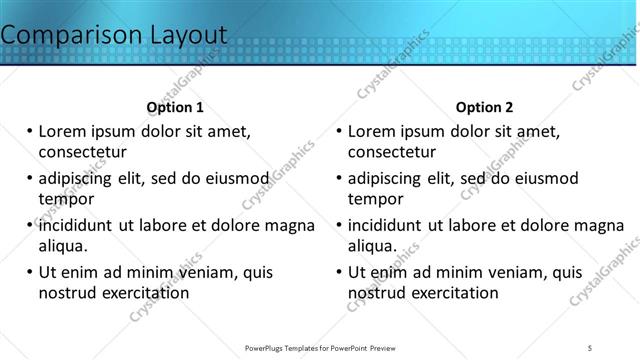 Comparison presentation slide layout