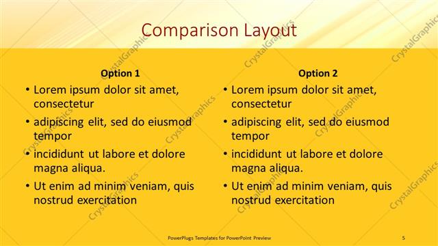 Comparison presentation slide layout