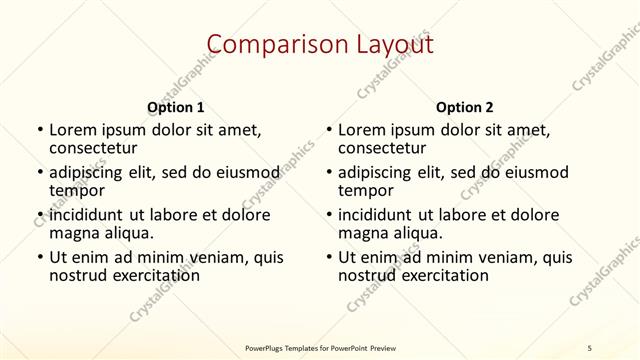 Comparison presentation slide layout