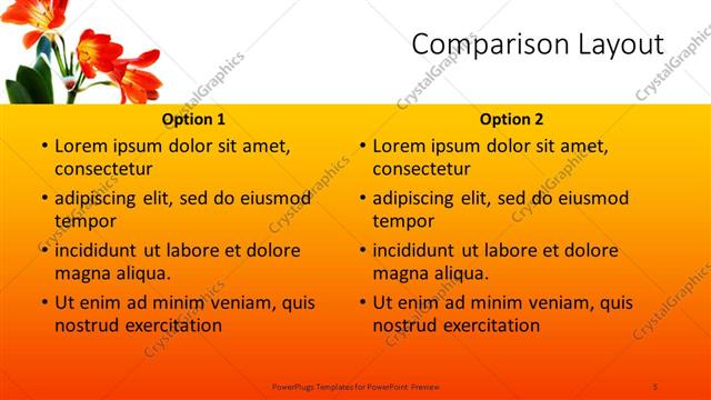 Comparison presentation slide layout