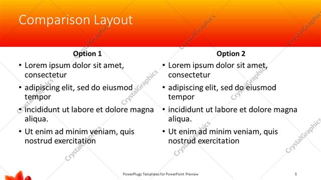 Comparison presentation slide layout
