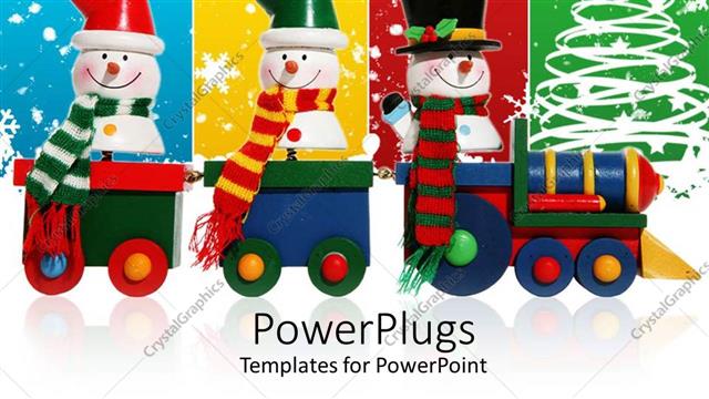  Presentation with snowmen - Abstract depiction of colorful snow men wearing mufflers on snow