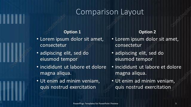 Comparison presentation slide layout